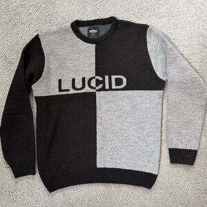 Outfitters "LUCID" Large Men's Sweater - Black/Grey Block Design - Excel. Cond.